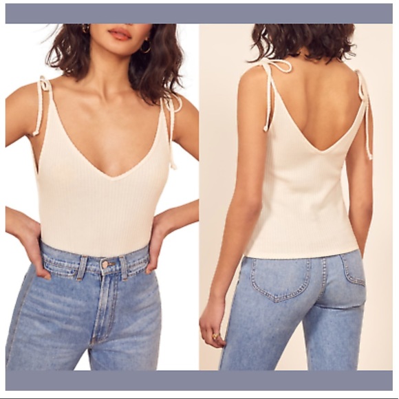 Reformation Ribbed Tank Tied straps L - Picture 3 of 5